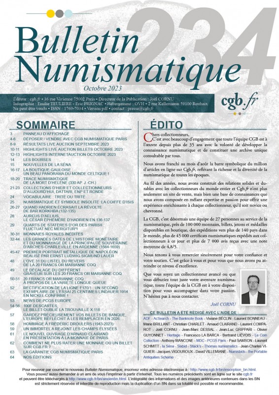 Bulletin Numismatique 234 - Octobre 2023