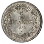 5 francs - Léopold Ier (tête laurée) – revers