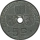 5 centimes - Léopold III - type Jespers (Belgique-Belgie) – revers